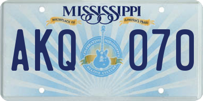 MS license plate AKQ070