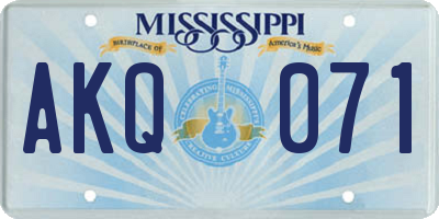 MS license plate AKQ071