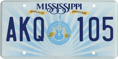 MS license plate AKQ105