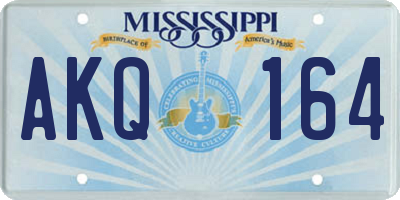 MS license plate AKQ164