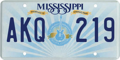 MS license plate AKQ219