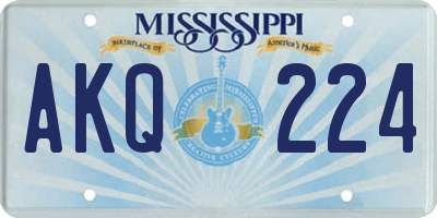 MS license plate AKQ224