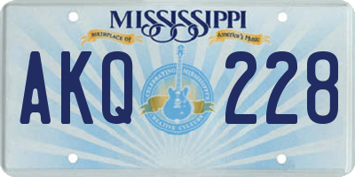 MS license plate AKQ228