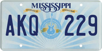 MS license plate AKQ229