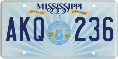 MS license plate AKQ236