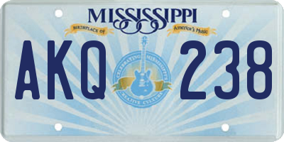 MS license plate AKQ238