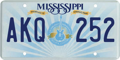 MS license plate AKQ252