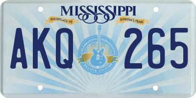 MS license plate AKQ265