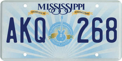 MS license plate AKQ268