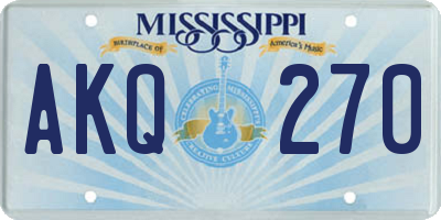 MS license plate AKQ270