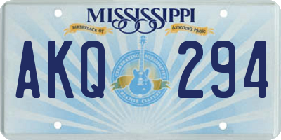 MS license plate AKQ294