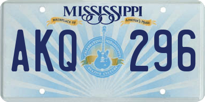 MS license plate AKQ296