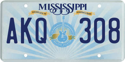 MS license plate AKQ308