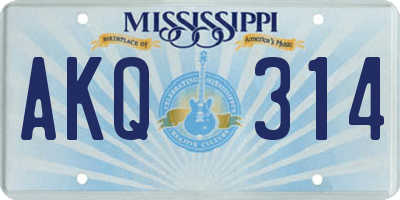 MS license plate AKQ314