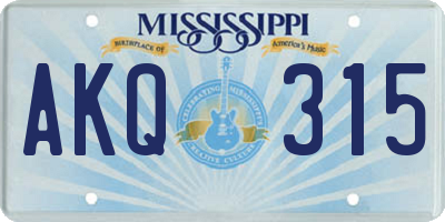 MS license plate AKQ315