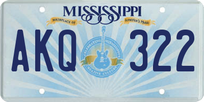 MS license plate AKQ322