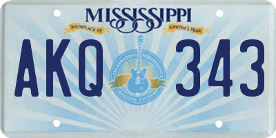 MS license plate AKQ343