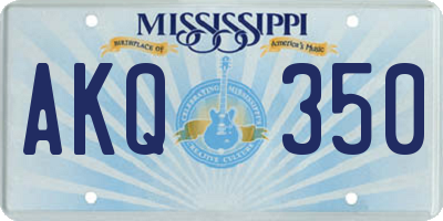 MS license plate AKQ350