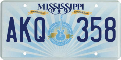 MS license plate AKQ358