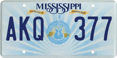 MS license plate AKQ377