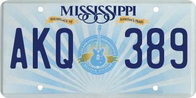 MS license plate AKQ389