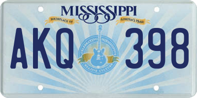 MS license plate AKQ398