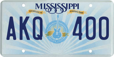 MS license plate AKQ400