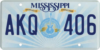 MS license plate AKQ406