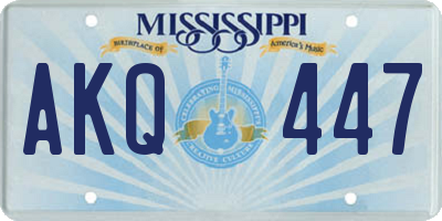 MS license plate AKQ447