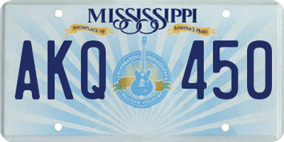 MS license plate AKQ450