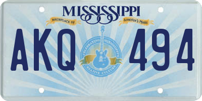 MS license plate AKQ494
