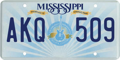 MS license plate AKQ509