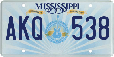 MS license plate AKQ538