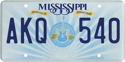 MS license plate AKQ540