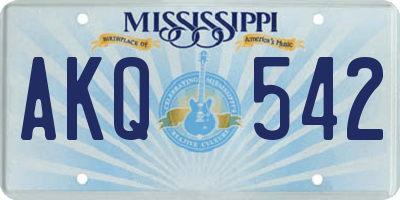 MS license plate AKQ542