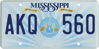 MS license plate AKQ560