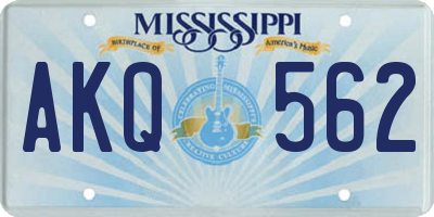 MS license plate AKQ562