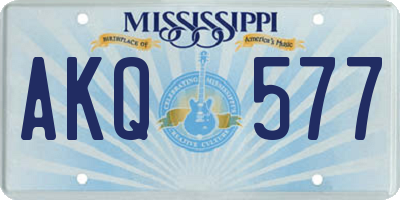 MS license plate AKQ577