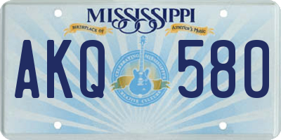 MS license plate AKQ580