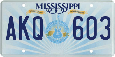 MS license plate AKQ603