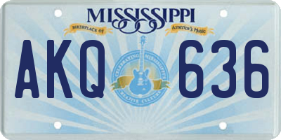 MS license plate AKQ636