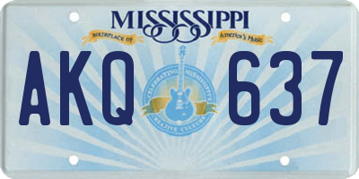 MS license plate AKQ637