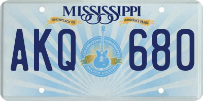 MS license plate AKQ680