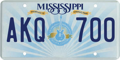 MS license plate AKQ700