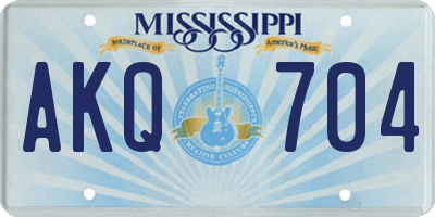 MS license plate AKQ704