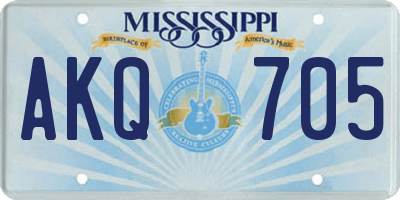 MS license plate AKQ705