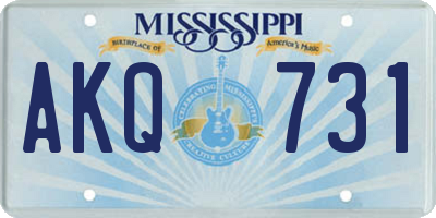 MS license plate AKQ731