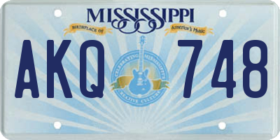 MS license plate AKQ748