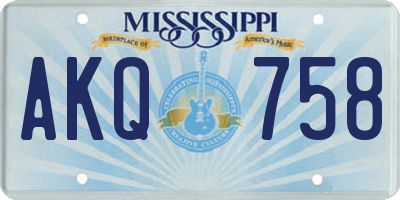MS license plate AKQ758