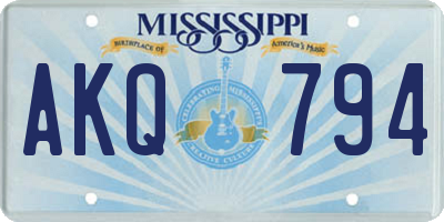 MS license plate AKQ794